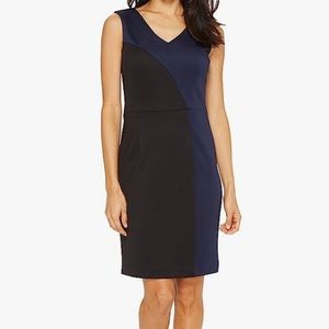Navy blue and black Ellen Tracy sleeveless scuba dress size 4
